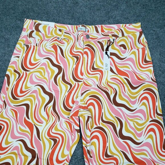 Rue21 Jeans Womens Plus 3X Multicolor Denim Skate Straight Leg Wavy Stretch New - Picture 3 of 12
